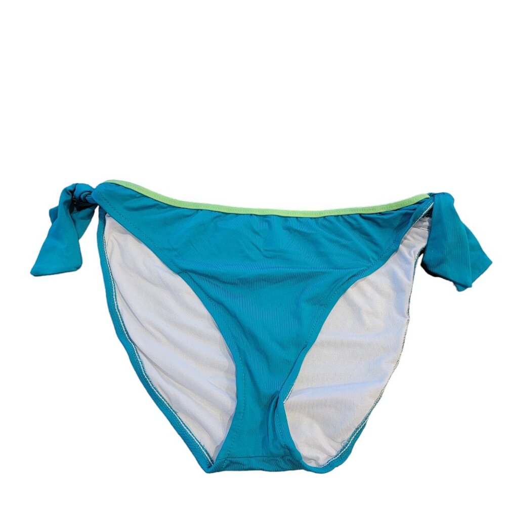 Mossimo Blue w Green Piping Side Tie High Waist Bikini Bottoms